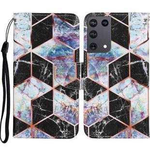 For Samsung Galaxy S21 Ultra 5G Coloured Drawing Pattern Horizontal Flip PU Leather Case with Holder & Card Slots & Wallet & Lanyard(Black Marble)