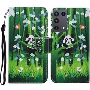 For Samsung Galaxy S21 Ultra 5G Coloured Drawing Pattern Horizontal Flip PU Leather Case with Holder & Card Slots & Wallet & Lanyard(Panda)