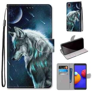 For Samsung Galaxy A01 Core Coloured Drawing Cross Texture Horizontal Flip PU Leather Case with Holder & Card Slots & Wallet & Lanyard(Pensive Wolf)