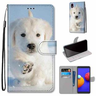 For Samsung Galaxy A01 Core Coloured Drawing Cross Texture Horizontal Flip PU Leather Case with Holder & Card Slots & Wallet & Lanyard(Snow Puppy)