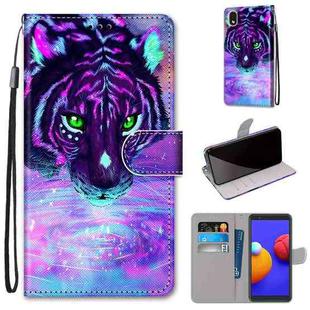 For Samsung Galaxy A01 Core Coloured Drawing Cross Texture Horizontal Flip PU Leather Case with Holder & Card Slots & Wallet & Lanyard(Tiger Drinking Water)