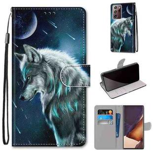 For Samsung Galaxy Note 20 Ultra Coloured Drawing Cross Texture Horizontal Flip PU Leather Case with Holder & Card Slots & Wallet & Lanyard(Pensive Wolf)