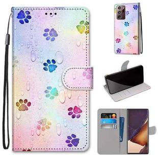 For Samsung Galaxy Note 20 Ultra Coloured Drawing Cross Texture Horizontal Flip PU Leather Case with Holder & Card Slots & Wallet & Lanyard(Footprint Water Drops)