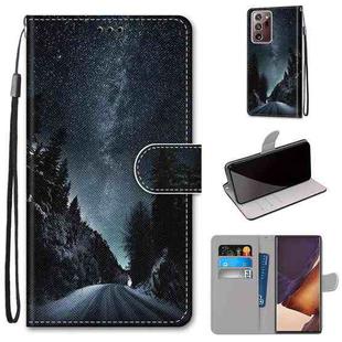 For Samsung Galaxy Note 20 Ultra Coloured Drawing Cross Texture Horizontal Flip PU Leather Case with Holder & Card Slots & Wallet & Lanyard(Mountain Road Starry Sky)