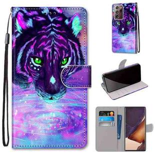 For Samsung Galaxy Note 20 Ultra Coloured Drawing Cross Texture Horizontal Flip PU Leather Case with Holder & Card Slots & Wallet & Lanyard(Tiger Drinking Water)