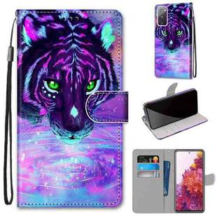 For Samsung Galaxy S20 FE 5G Coloured Drawing Cross Texture Horizontal Flip PU Leather Case with Holder & Card Slots & Wallet & Lanyard(Tiger Drinking Water)