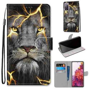 For Samsung Galaxy S20 FE 5G Coloured Drawing Cross Texture Horizontal Flip PU Leather Case with Holder & Card Slots & Wallet & Lanyard(Fission Lion)