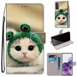 For Samsung Galaxy S21+ 5G Coloured Drawing Cross Texture Horizontal Flip PU Leather Case with Holder & Card Slots & Wallet & Lanyard(Frog Kitten)