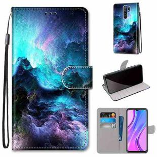 For Xiaomi Redmi 9 Coloured Drawing Cross Texture Horizontal Flip PU Leather Case with Holder & Card Slots & Wallet & Lanyard(Colorful Clouds)