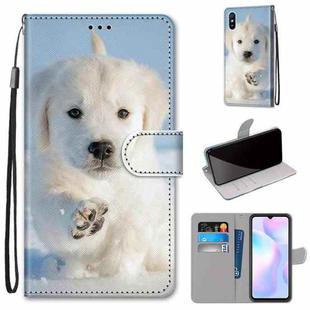 For Xiaomi Redmi 9A Coloured Drawing Cross Texture Horizontal Flip PU Leather Case with Holder & Card Slots & Wallet & Lanyard(Snow Puppy)