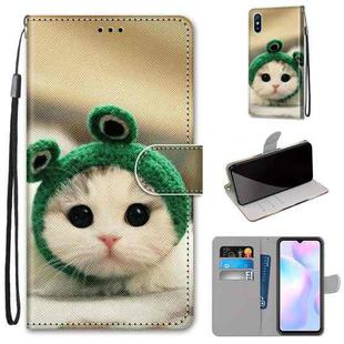 For Xiaomi Redmi 9A Coloured Drawing Cross Texture Horizontal Flip PU Leather Case with Holder & Card Slots & Wallet & Lanyard(Frog Kitten)