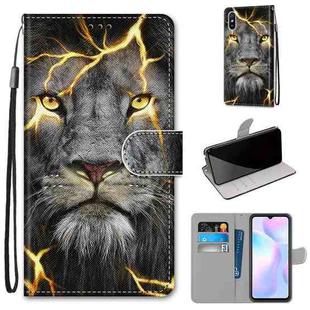 For Xiaomi Redmi 9A Coloured Drawing Cross Texture Horizontal Flip PU Leather Case with Holder & Card Slots & Wallet & Lanyard(Fission Lion)