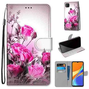 For Xiaomi Redmi 9C Coloured Drawing Cross Texture Horizontal Flip PU Leather Case with Holder & Card Slots & Wallet & Lanyard(Wild Rose)