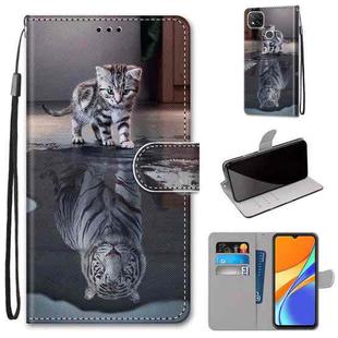 For Xiaomi Redmi 9C Coloured Drawing Cross Texture Horizontal Flip PU Leather Case with Holder & Card Slots & Wallet & Lanyard(Cat Becomes Tiger)