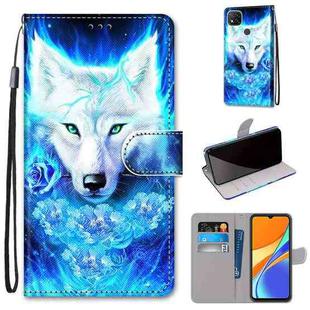 For Xiaomi Redmi 9C Coloured Drawing Cross Texture Horizontal Flip PU Leather Case with Holder & Card Slots & Wallet & Lanyard(Dick Rose Wolf)