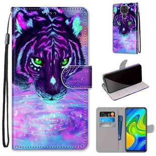 For Xiaomi Redmi 10X 4G / Note 9 Coloured Drawing Cross Texture Horizontal Flip PU Leather Case with Holder & Card Slots & Wallet & Lanyard(Tiger Drinking Water)