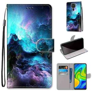 For Xiaomi Redmi 10X 4G / Note 9 Coloured Drawing Cross Texture Horizontal Flip PU Leather Case with Holder & Card Slots & Wallet & Lanyard(Colorful Clouds)