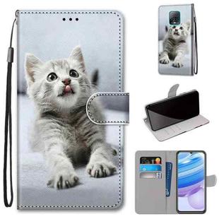 For Xiaomi Redmi 10X 5G / 10X Pro 5G Coloured Drawing Cross Texture Horizontal Flip PU Leather Case with Holder & Card Slots & Wallet & Lanyard(Small Gray Cat)