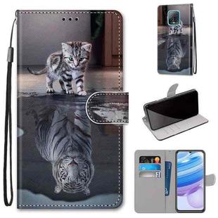For Xiaomi Redmi 10X 5G / 10X Pro 5G Coloured Drawing Cross Texture Horizontal Flip PU Leather Case with Holder & Card Slots & Wallet & Lanyard(Cat Becomes Tiger)
