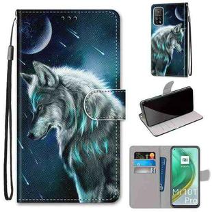 For Xiaomi Mi 10T 5G / 10T Pro 5G / Redmi K30s Coloured Drawing Cross Texture Horizontal Flip PU Leather Case with Holder & Card Slots & Wallet & Lanyard(Pensive Wolf)