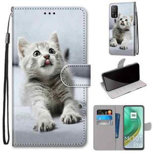 For Xiaomi Mi 10T 5G / 10T Pro 5G / Redmi K30s Coloured Drawing Cross Texture Horizontal Flip PU Leather Case with Holder & Card Slots & Wallet & Lanyard(Small Gray Cat)