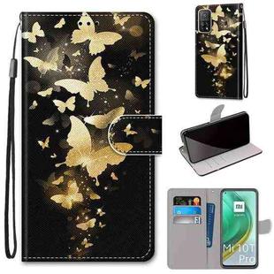 For Xiaomi Mi 10T 5G / 10T Pro 5G / Redmi K30s Coloured Drawing Cross Texture Horizontal Flip PU Leather Case with Holder & Card Slots & Wallet & Lanyard(Golden Butterfly Group)