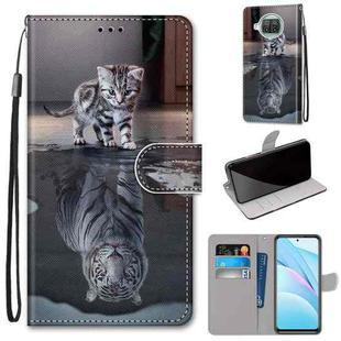 For Xiaomi Mi 10T Lite 5G Coloured Drawing Cross Texture Horizontal Flip PU Leather Case with Holder & Card Slots & Wallet & Lanyard(Cat Becomes Tiger)