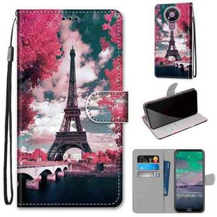 For Nokia 3.4 Coloured Drawing Cross Texture Horizontal Flip PU Leather Case with Holder & Card Slots & Wallet & Lanyard(Pink Flower Tower Bridge)