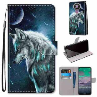 For Nokia 3.4 Coloured Drawing Cross Texture Horizontal Flip PU Leather Case with Holder & Card Slots & Wallet & Lanyard(Pensive Wolf)