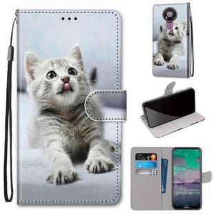 For Nokia 3.4 Coloured Drawing Cross Texture Horizontal Flip PU Leather Case with Holder & Card Slots & Wallet & Lanyard(Small Gray Cat)