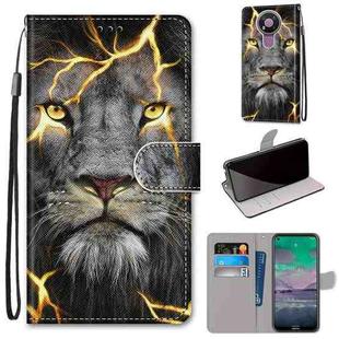 For Nokia 3.4 Coloured Drawing Cross Texture Horizontal Flip PU Leather Case with Holder & Card Slots & Wallet & Lanyard(Fission Lion)