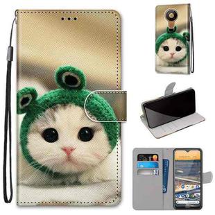For Nokia 5.3 Coloured Drawing Cross Texture Horizontal Flip PU Leather Case with Holder & Card Slots & Wallet & Lanyard(Frog Kitten)