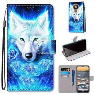 For Nokia 5.3 Coloured Drawing Cross Texture Horizontal Flip PU Leather Case with Holder & Card Slots & Wallet & Lanyard(Dick Rose Wolf)