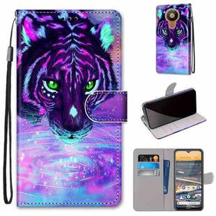 For Nokia 5.3 Coloured Drawing Cross Texture Horizontal Flip PU Leather Case with Holder & Card Slots & Wallet & Lanyard(Tiger Drinking Water)