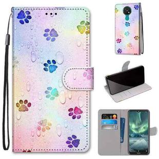 For Nokia 7.2 Coloured Drawing Cross Texture Horizontal Flip PU Leather Case with Holder & Card Slots & Wallet & Lanyard(Footprint Water Drops)