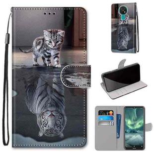 For Nokia 7.2 Coloured Drawing Cross Texture Horizontal Flip PU Leather Case with Holder & Card Slots & Wallet & Lanyard(Cat Becomes Tiger)