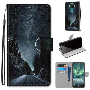 For Nokia 7.2 Coloured Drawing Cross Texture Horizontal Flip PU Leather Case with Holder & Card Slots & Wallet & Lanyard(Mountain Road Starry Sky)