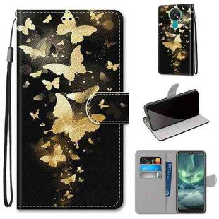 For Nokia 7.2 Coloured Drawing Cross Texture Horizontal Flip PU Leather Case with Holder & Card Slots & Wallet & Lanyard(Golden Butterfly Group)