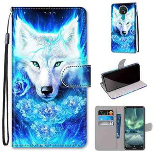 For Nokia 7.2 Coloured Drawing Cross Texture Horizontal Flip PU Leather Case with Holder & Card Slots & Wallet & Lanyard(Dick Rose Wolf)