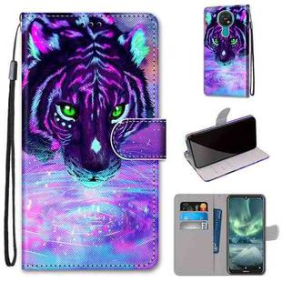 For Nokia 7.2 Coloured Drawing Cross Texture Horizontal Flip PU Leather Case with Holder & Card Slots & Wallet & Lanyard(Tiger Drinking Water)