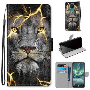 For Nokia 7.2 Coloured Drawing Cross Texture Horizontal Flip PU Leather Case with Holder & Card Slots & Wallet & Lanyard(Fission Lion)