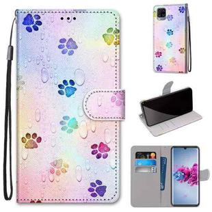 For ZTE Axon 11 5G Coloured Drawing Cross Texture Horizontal Flip PU Leather Case with Holder & Card Slots & Wallet & Lanyard(Footprint Water Drops)