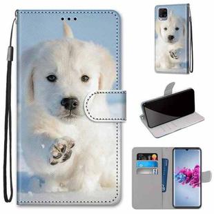 For ZTE Axon 11 5G Coloured Drawing Cross Texture Horizontal Flip PU Leather Case with Holder & Card Slots & Wallet & Lanyard(Snow Puppy)