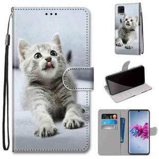 For ZTE Axon 11 5G Coloured Drawing Cross Texture Horizontal Flip PU Leather Case with Holder & Card Slots & Wallet & Lanyard(Small Gray Cat)