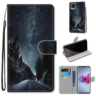 For ZTE Axon 11 5G Coloured Drawing Cross Texture Horizontal Flip PU Leather Case with Holder & Card Slots & Wallet & Lanyard(Mountain Road Starry Sky)
