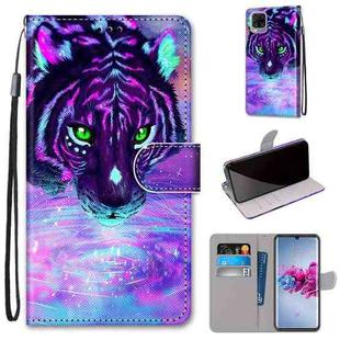 For ZTE Axon 11 5G Coloured Drawing Cross Texture Horizontal Flip PU Leather Case with Holder & Card Slots & Wallet & Lanyard(Tiger Drinking Water)