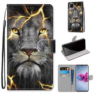 For ZTE Axon 11 5G Coloured Drawing Cross Texture Horizontal Flip PU Leather Case with Holder & Card Slots & Wallet & Lanyard(Fission Lion)