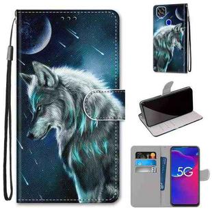 For ZTE Axon 11 SE 5G Coloured Drawing Cross Texture Horizontal Flip PU Leather Case with Holder & Card Slots & Wallet & Lanyard(Pensive Wolf)