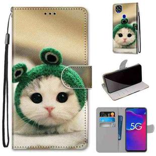 For ZTE Axon 11 SE 5G Coloured Drawing Cross Texture Horizontal Flip PU Leather Case with Holder & Card Slots & Wallet & Lanyard(Frog Kitten)