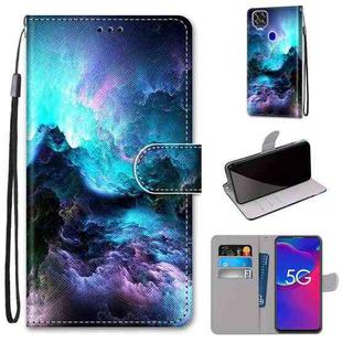 For ZTE Axon 11 SE 5G Coloured Drawing Cross Texture Horizontal Flip PU Leather Case with Holder & Card Slots & Wallet & Lanyard(Colorful Clouds)